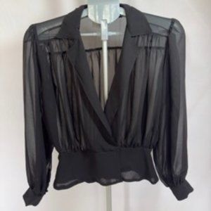 ASOS Black Mesh Blouse - Small